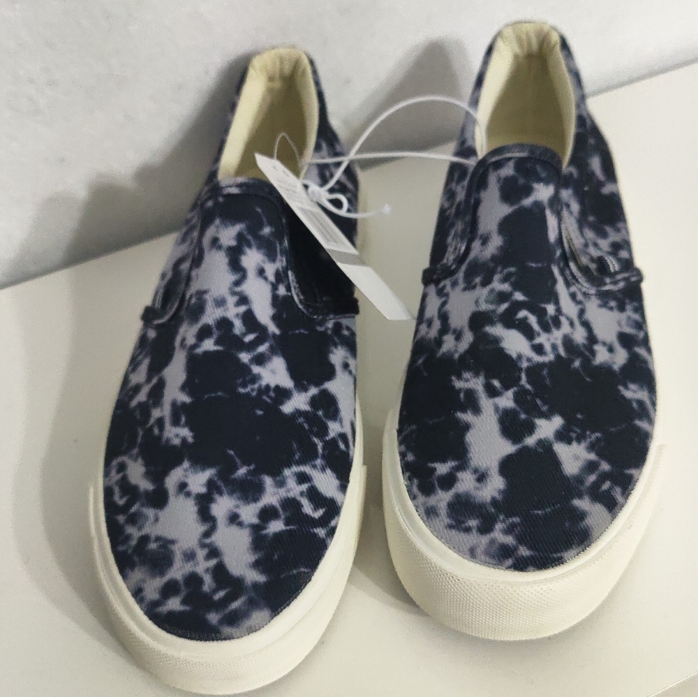 Nautica Canvas Slip-on Loafers Men's 8 Black Tie-Dye Candler Style CV211-1 NEW